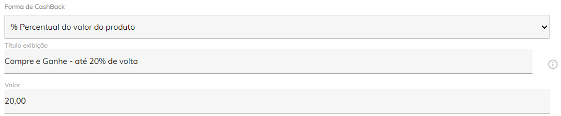 Exemplo de configuração dos campos