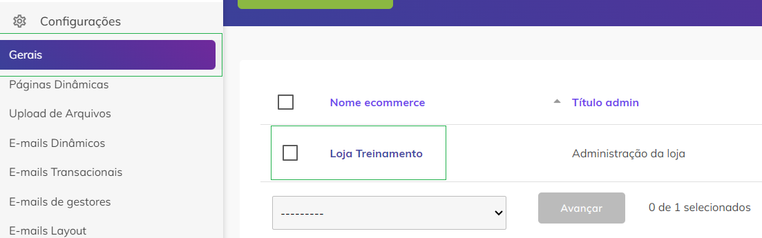 Imagem do painel administrativo mostrando a página de configurações gerais.