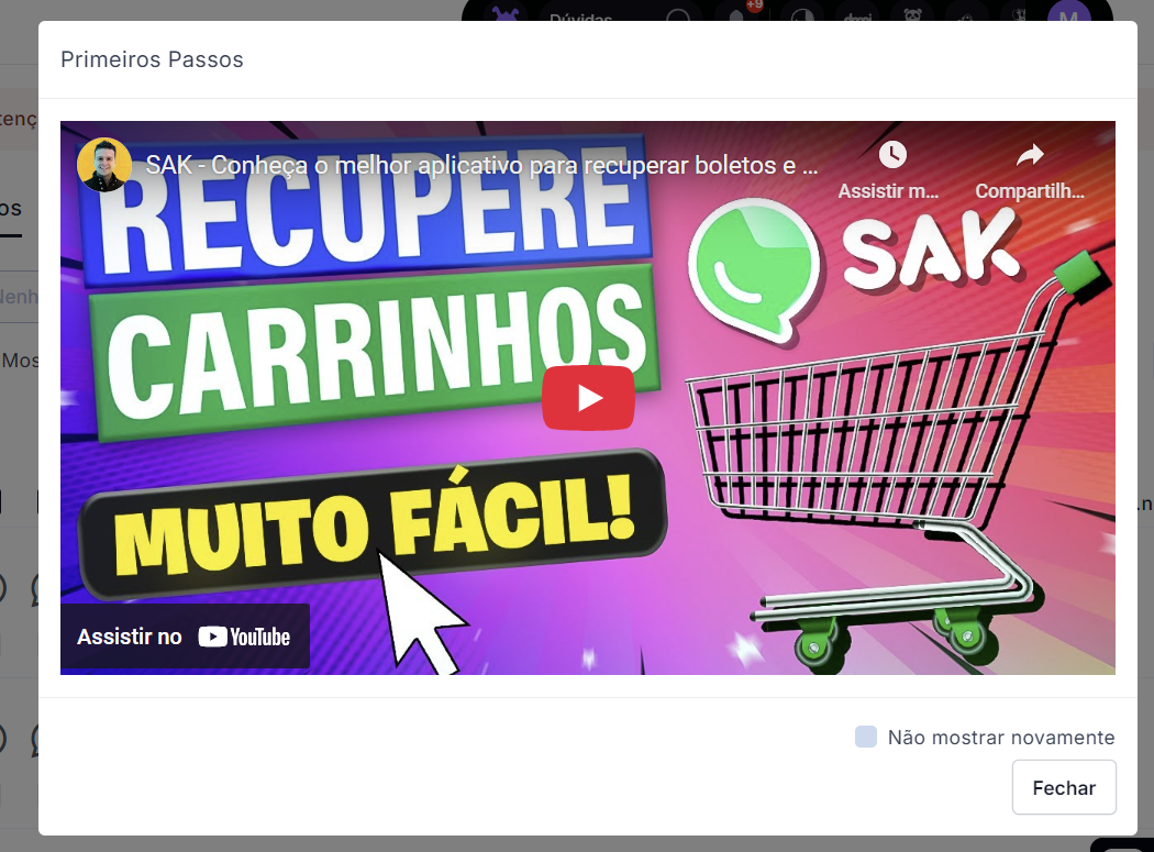 Confirmação de integração concluída