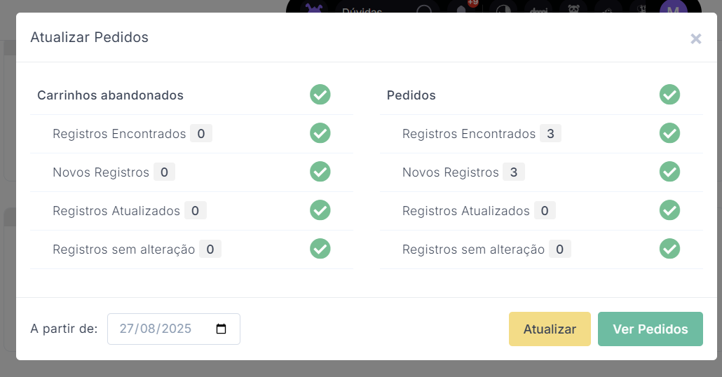 Botões Salvar e Atualizar na SAK