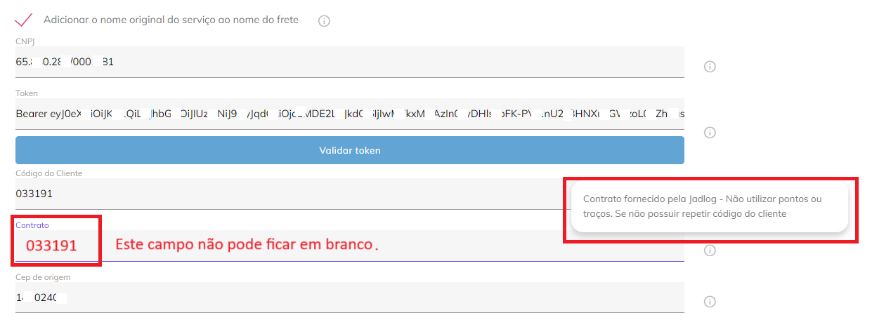 Preencher contrato Jadlog
