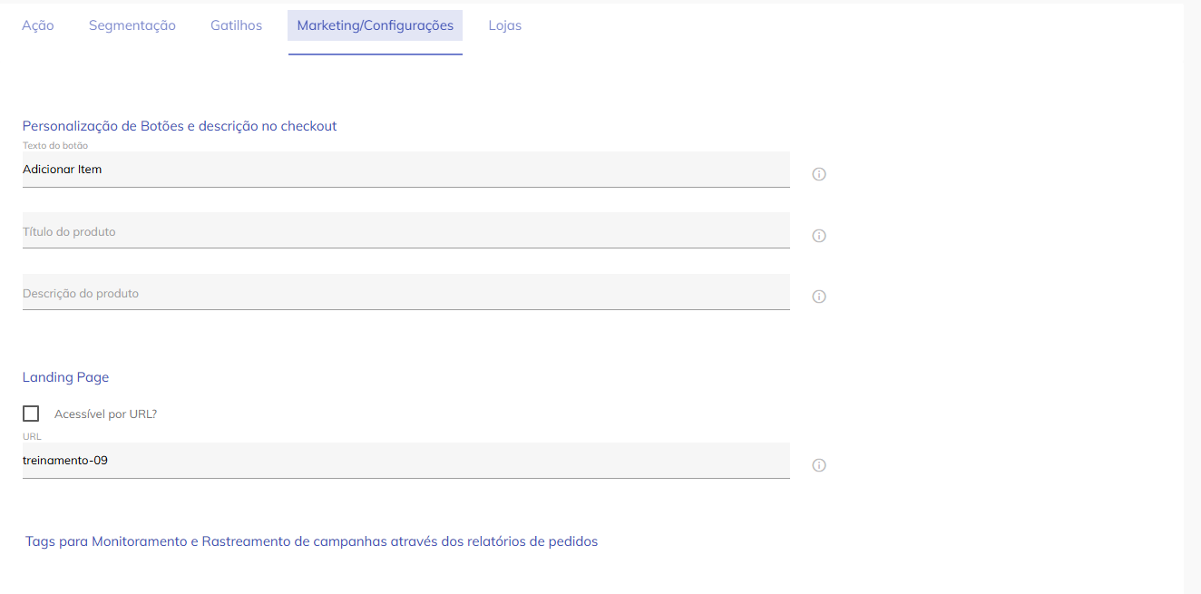 Personalização do checkout