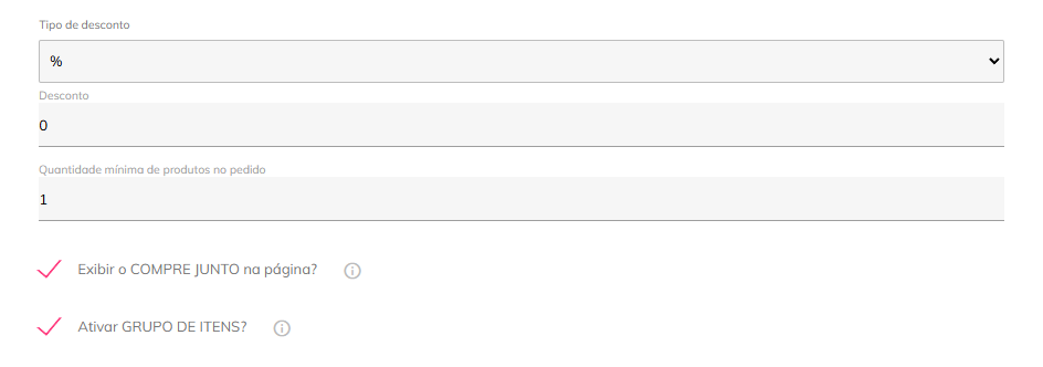 Opções de exibição e grupo de itens