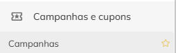 Menu de Campanhas e cupons