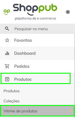 Menu de produtos com a opção 'Vincular produtos' destacada.