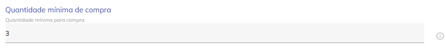 Campo 'Quantidade mínima para compra'.