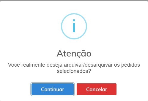 Modal de confirmação para arquivar pedido.