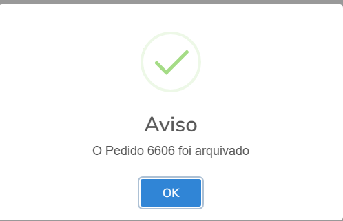 Confirmação de pedido arquivado.