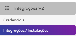 Menu Integrações V2 destacado no painel Shoppub.