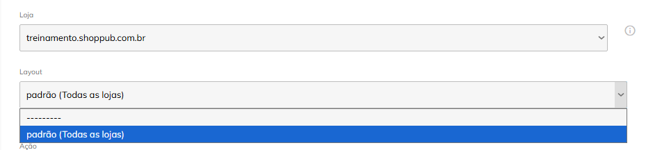 Seleção de layout padrão.
